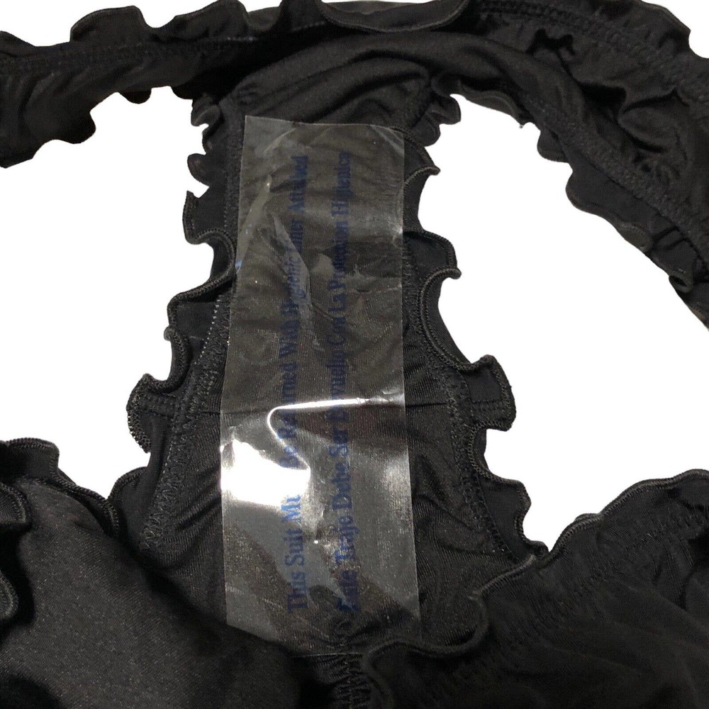 NEW Shade and Shore Ruffle Cheeky Bikini Bottom Size Large 12 - 14 Black - Picture 6 of 9